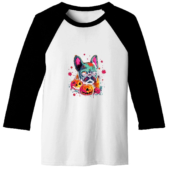 French Bulldog Zombie Halloween Costume Dog Lover Puppy Baseball Tees