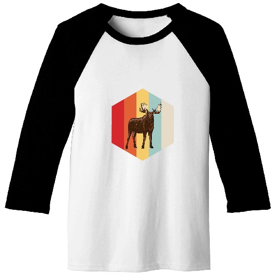 Retro Moose Illustration Moose Lover Art Baseball Tees