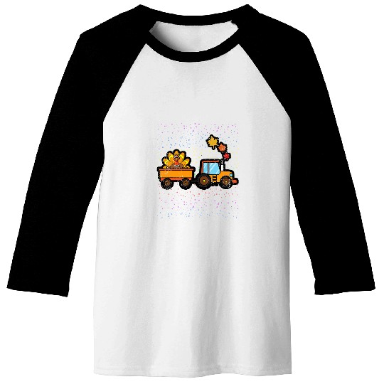 Turkey Tractor Thanksgiving Day Fall Farm Farming Farmer Baseball Tees