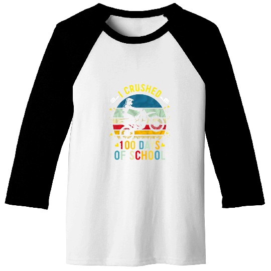 I Crushed 100 Days Of School Dirt Bike For Kids Boys Girls 1 Baseball Tees