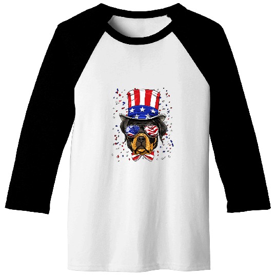 Dog Rottweiler 4th of July American Dog USA Flag 170 Baseball Tees