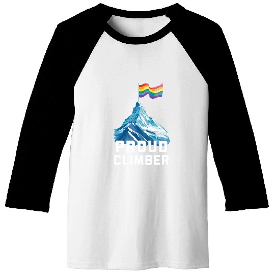 Proud Climber Rainbow Flag Love Queer Pride Month Climbing Baseball Tees