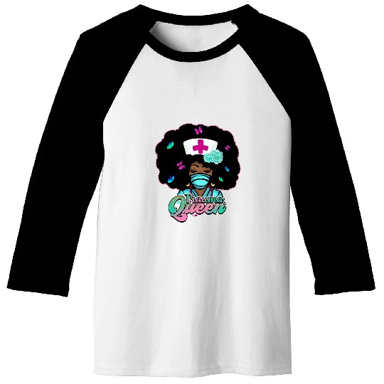 Trauma Queen Funny nurses African American Black Women Plants Baseball Tees