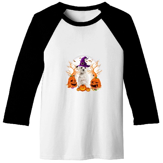Dog Maltese Halloween Maltese Dog Jack O Lantern Pumpkin 35 Baseball Tees