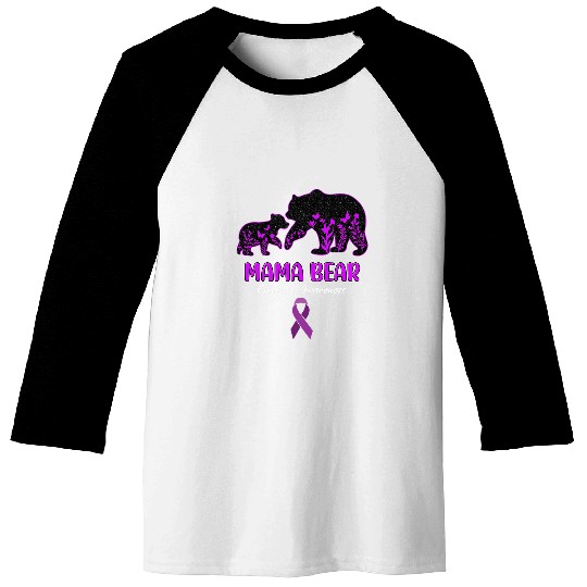 Mama Bear Baby Purple Ribbon Fighter Mom Epilepsy Awareness 1 Baseball Tees