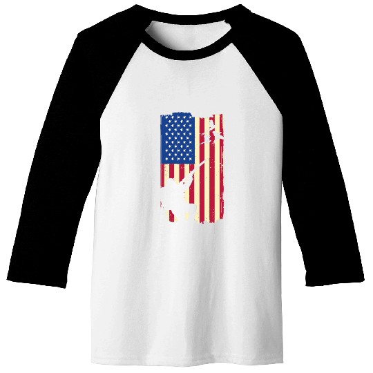 Pheasant Hunting Patriotic American Flag Upland Bird Hunting Baseball Tees