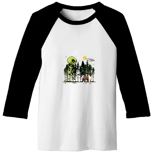 Funny Border Collie Alien Walking UFO Pet Dog Mom Dad 1 Baseball Tees