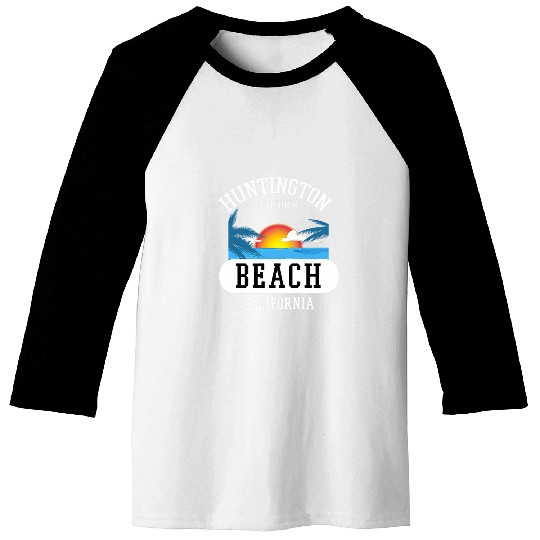 Huntington Beach californias Graphic Design Beach Novelty Art Baseball Tees