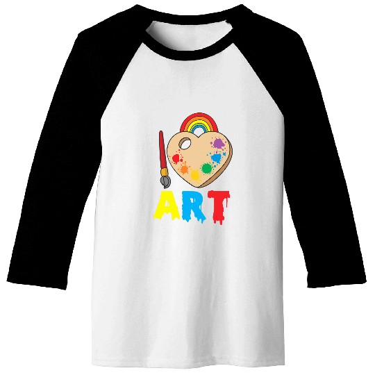 I Love Art Artist Artistic Paint Creative Colorful Rainbow Baseball Tees
