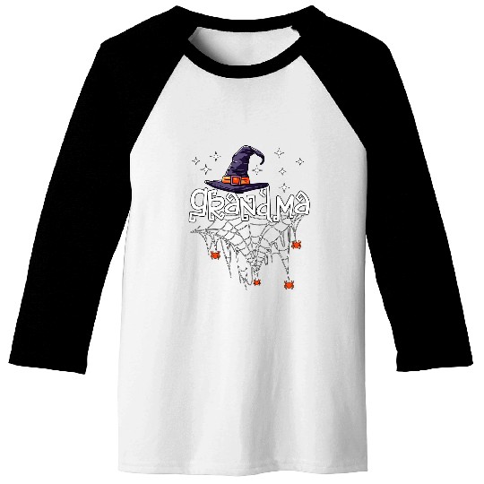 Womens Halloween Family Matching Outfit Grandma Spider Web Witch Baseball Tees
