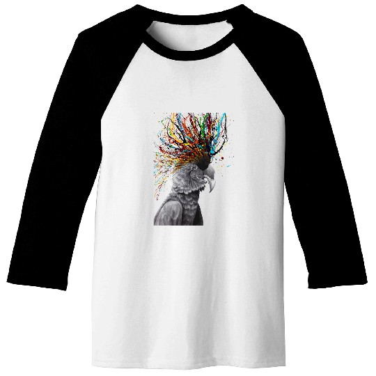 Watercolor colourful parrot bird painting Baseball Tees