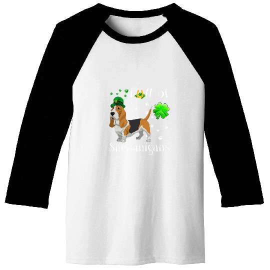 Discover Full Of Shenanigans basset hound Dog Irish Baseball Tees