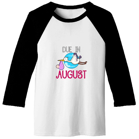 Pregnancy 2Due in August Stork 2Baby Maternity Baseball Tees