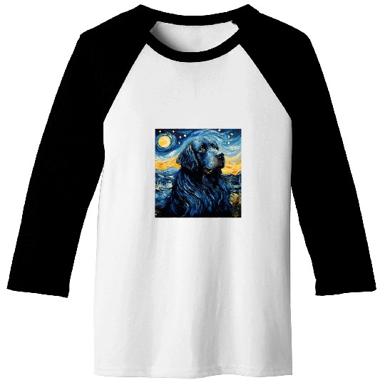 Newfoundland Dog Starry Night For Dog Mom Dog Dad 2 Baseball Tees