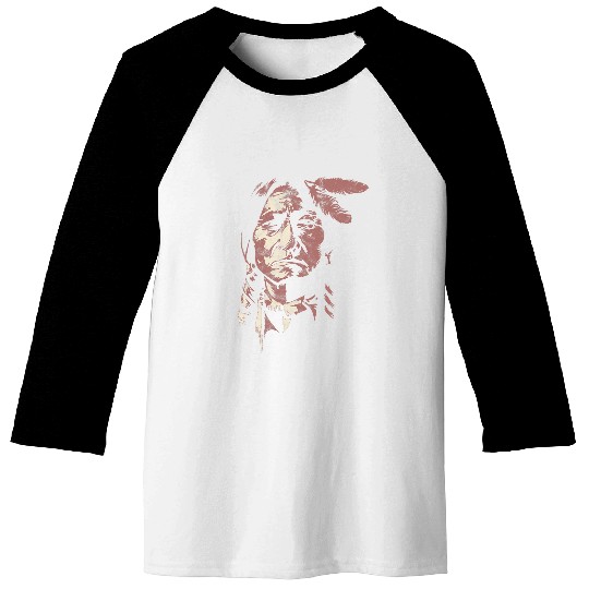 sitting bull native american chief indian warrior men women Baseball Tees