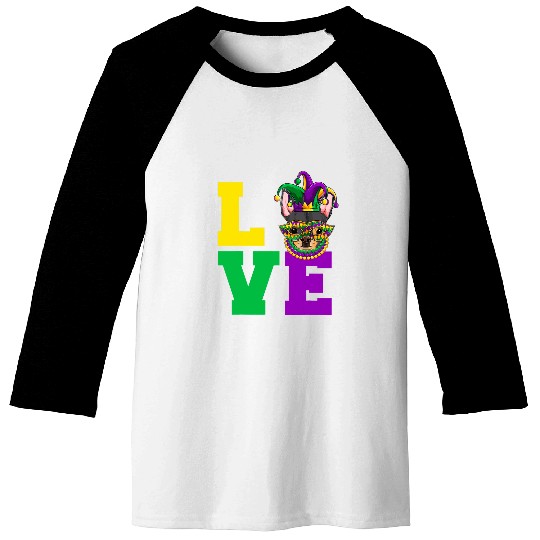 Funny Mardi Gras Dog Apparel Chihuahua Love Mom Dad Lovers Baseball Tees