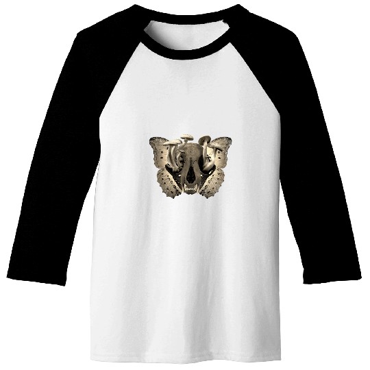 Weird Death Horror Design With A Scull And Mushrooms Baseball Tees