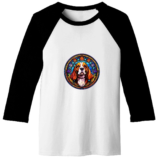 I Love Stained Glass Art and Beagle Designs Holy Beagle Baseball Tees