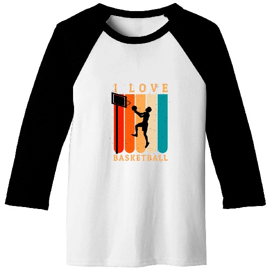 I Love Basketball Girl Boys Youth Basketball Hoop Baseball Tees