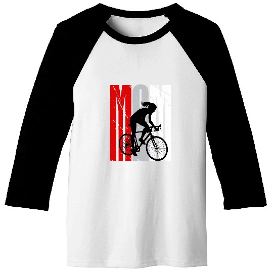 Red Retro Cycling Mom Of Cycle Cycler Bicycling Baseball Tees