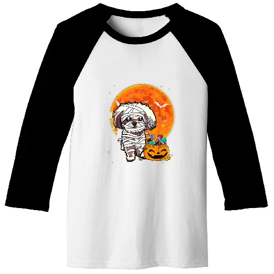 Funny Shih Tzu Dog Halloween Costume Dog Lover Baseball Tees