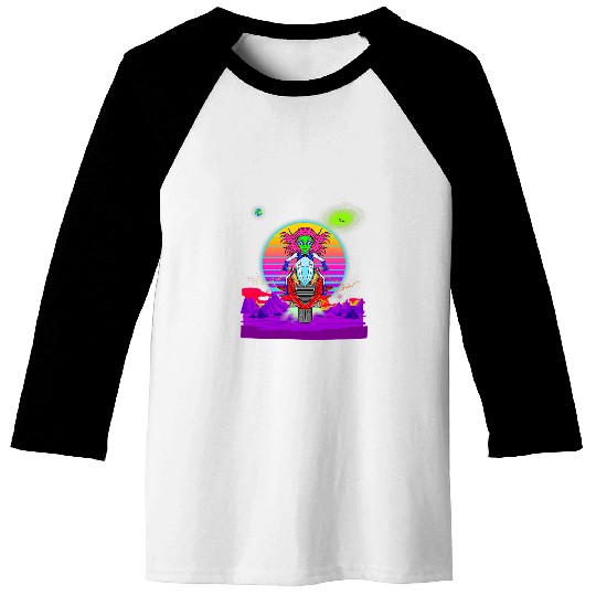 Retro vaporwave 80s 90s outers space lady motorcycle rider Baseball Tees