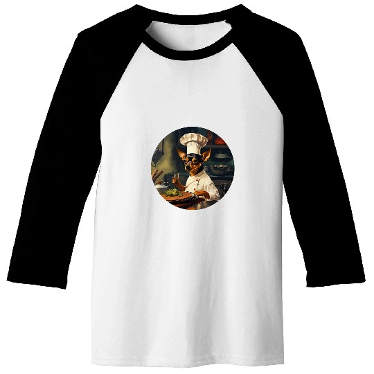 Miniature Pinscher Chef Funny Dog Cooking Baseball Tees