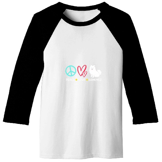 Pet Puppy Owner Peace Love Dog Samoyed Baseball Tees