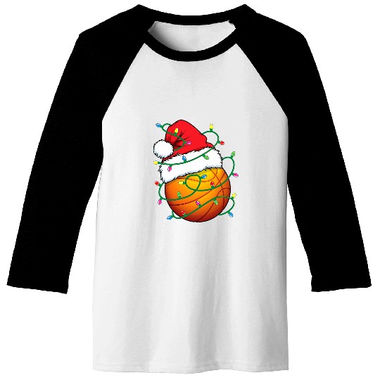 Santa Basketball Sports Ball Men Boys Christmas xmass Lights Baseball Tees