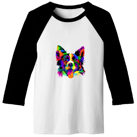 Pop Art Border Collie Dog Breed Keeper Enthusiasts Owner Baseball Tees