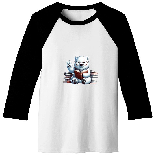 Peace Hand Polar Bear Librarian Book Lover Reader Reading Baseball Tees