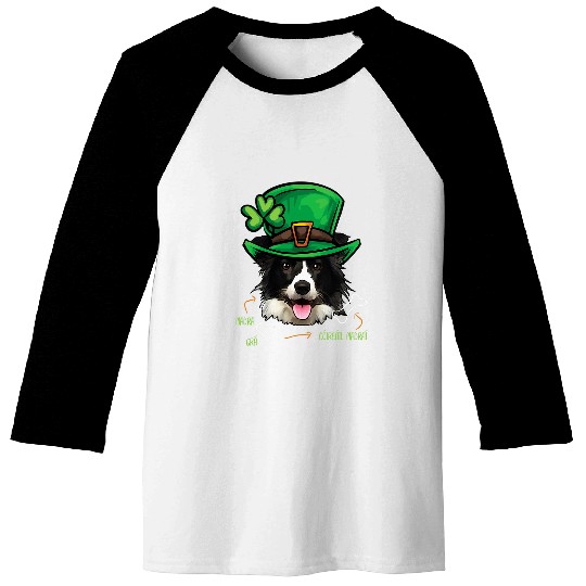 Funny St Patricks Day Border Collie Dog Gaelic Baseball Tees