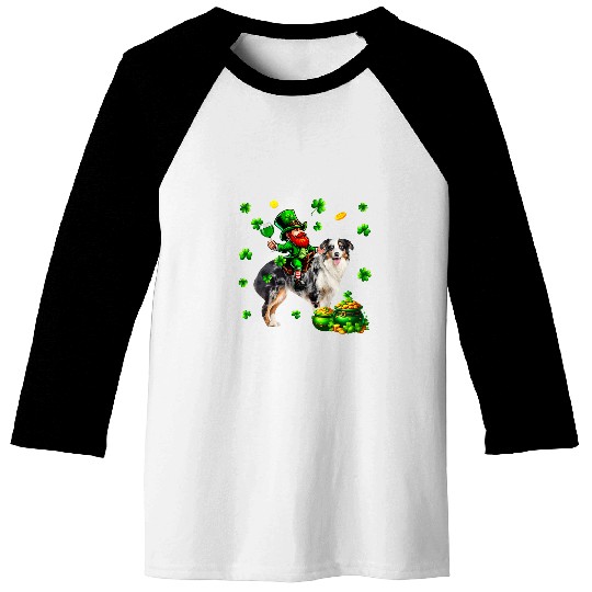 Patricks Day Funny Man Drinking Wines On Australian Shepherd Baseball Tees