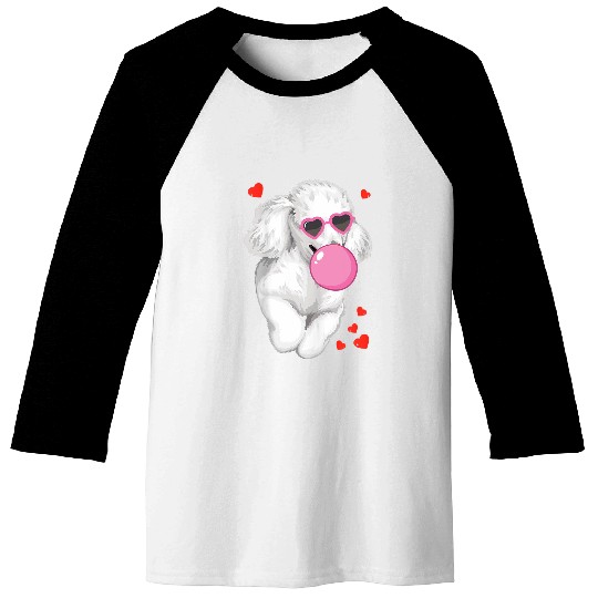 Womens Pig Bubblegum Poodle Dog Pink Sunglasses Poodle Dog Baseball Tees