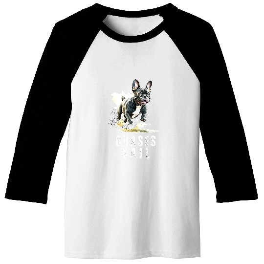 Funny Frenchie Chases Tail Funny French Bulldog Baseball Tees