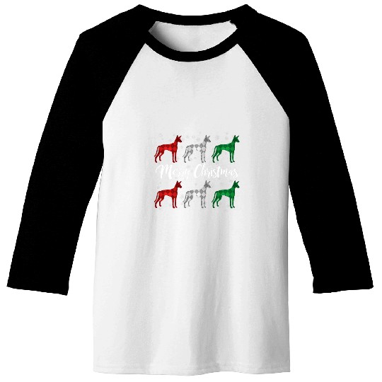 Ibizan Hound Merry Christmas Argyle Dog Baseball Tees