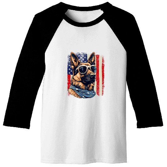 Patriotic German Shepherd American Flag 4th Of July Shepherd Baseball Tees