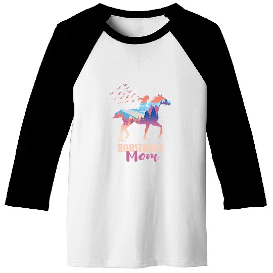 Womens Horseback Mom Mother Forest Horse Lover Horseback Riding Baseball Tees