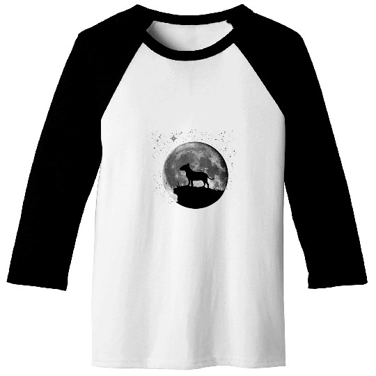 Miniature Bull Terrier Dog Moon Baseball Tees
