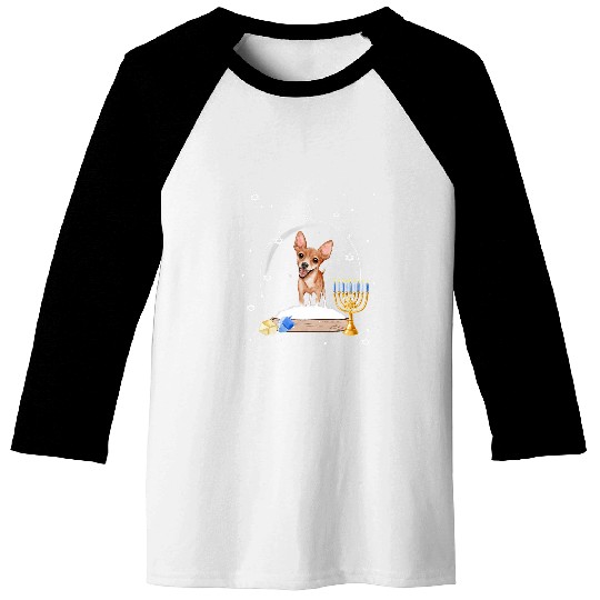 Hanukkah Chihuahua Dog Snow Globe Pajama Baseball Tees