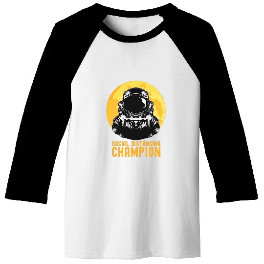 Social Distancing Champion Astronaut Moon Retro Funny Baseball Tees