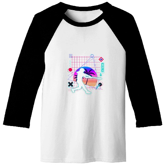Softball Player Aesthetic Vaporwave 80s Style Softball Lover Baseball Tees