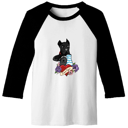 I Love Mom Tattoo Design I Funny Cane Corso Mom Baseball Tees
