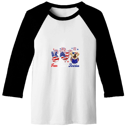 Peace Love America Cute Labrador Retriever Sunglasses Baseball Tees