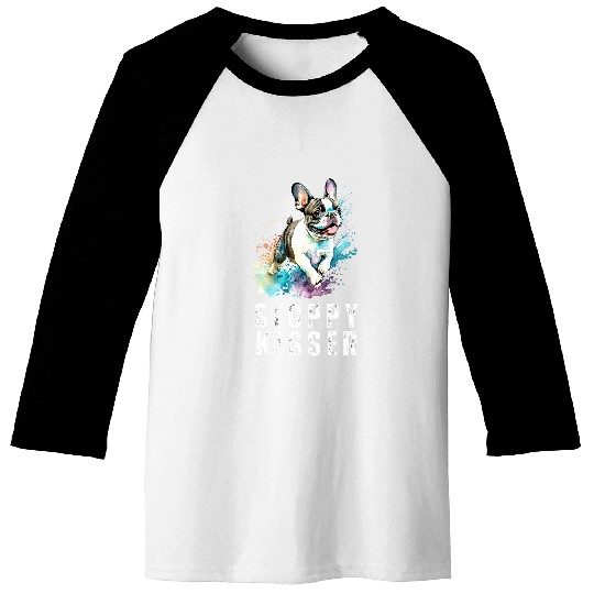 Funny Frenchie Sloppy Kisser French Bulldog Kisses Baseball Tees
