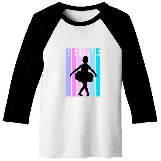 Retro Little Girls Ballerina Ballet Dancer Classical Dancer 1 Baseball Tees