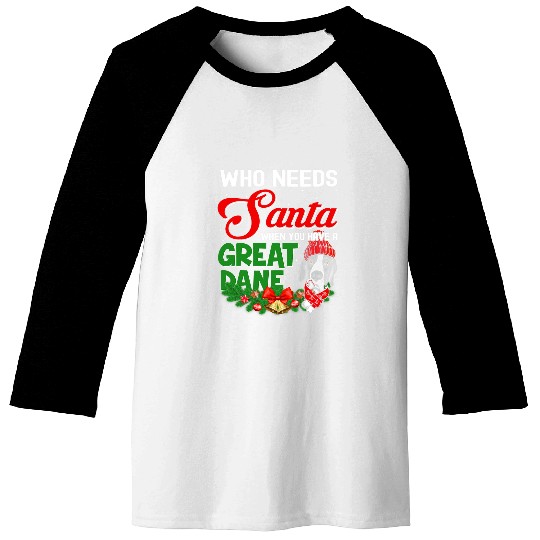 Bears Funny Great Dane With Santa Hat Beard Christmas Tee Baseball Tees