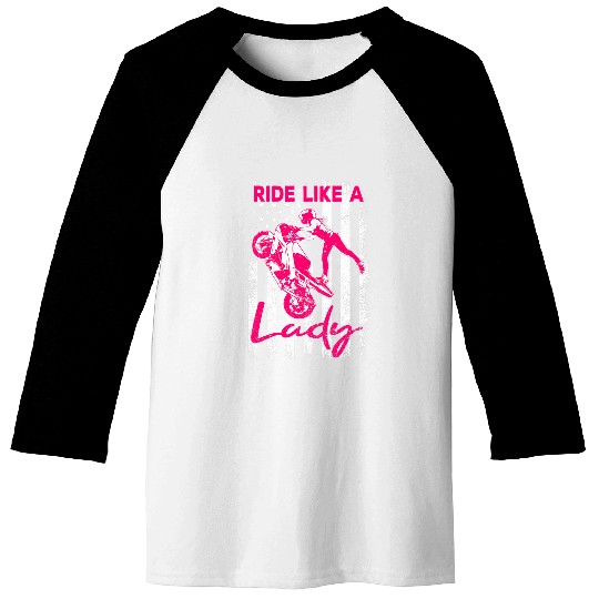 Motorbike Girl Motorcycle Biker Girl 2Ride Like a Lady Baseball Tees