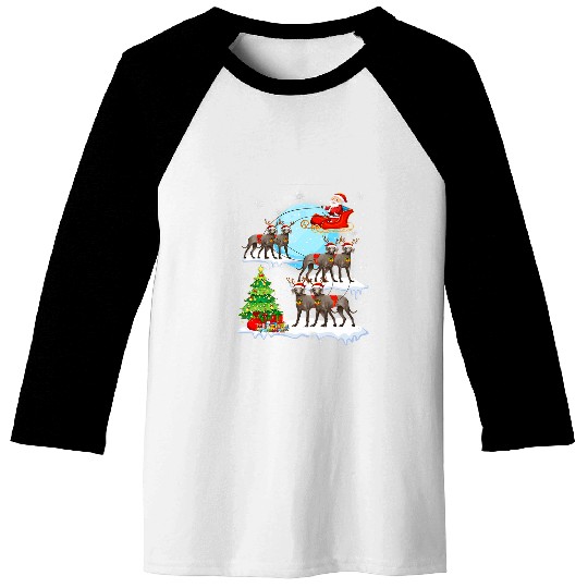 Weimaraner Dog Reindeer Christmas Cute Christmas Baseball Tees