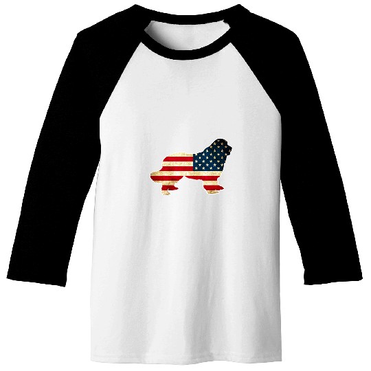 Patriotic 4th of July Newfoundland Dog American Flag Baseball Tees